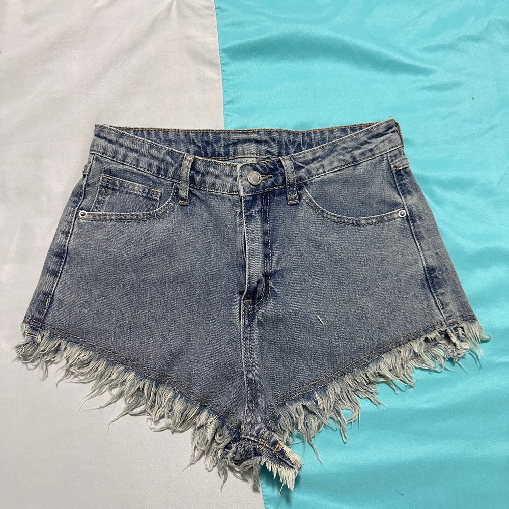Denim Frayed Hem Women Shorts